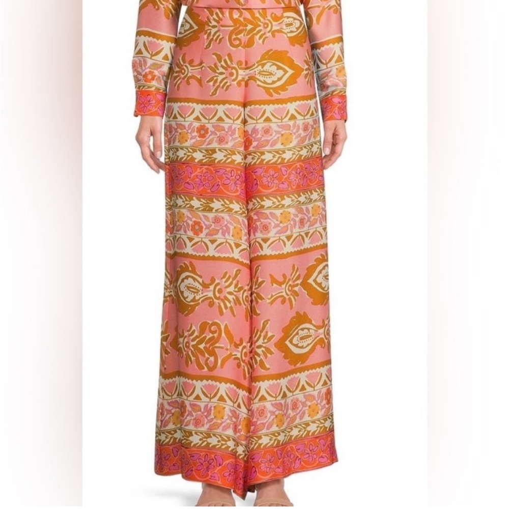 Alex Marie Vibrant Pink and Orange Wide-Leg Pants